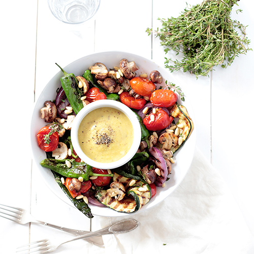 Grilled Summer Vegetables with Apple Mustard Sauce