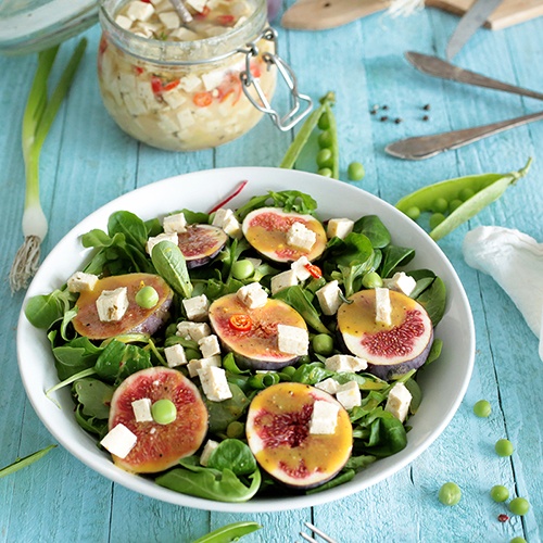 Fig & Green Pea Salad with Tofu Feta • Green Evi