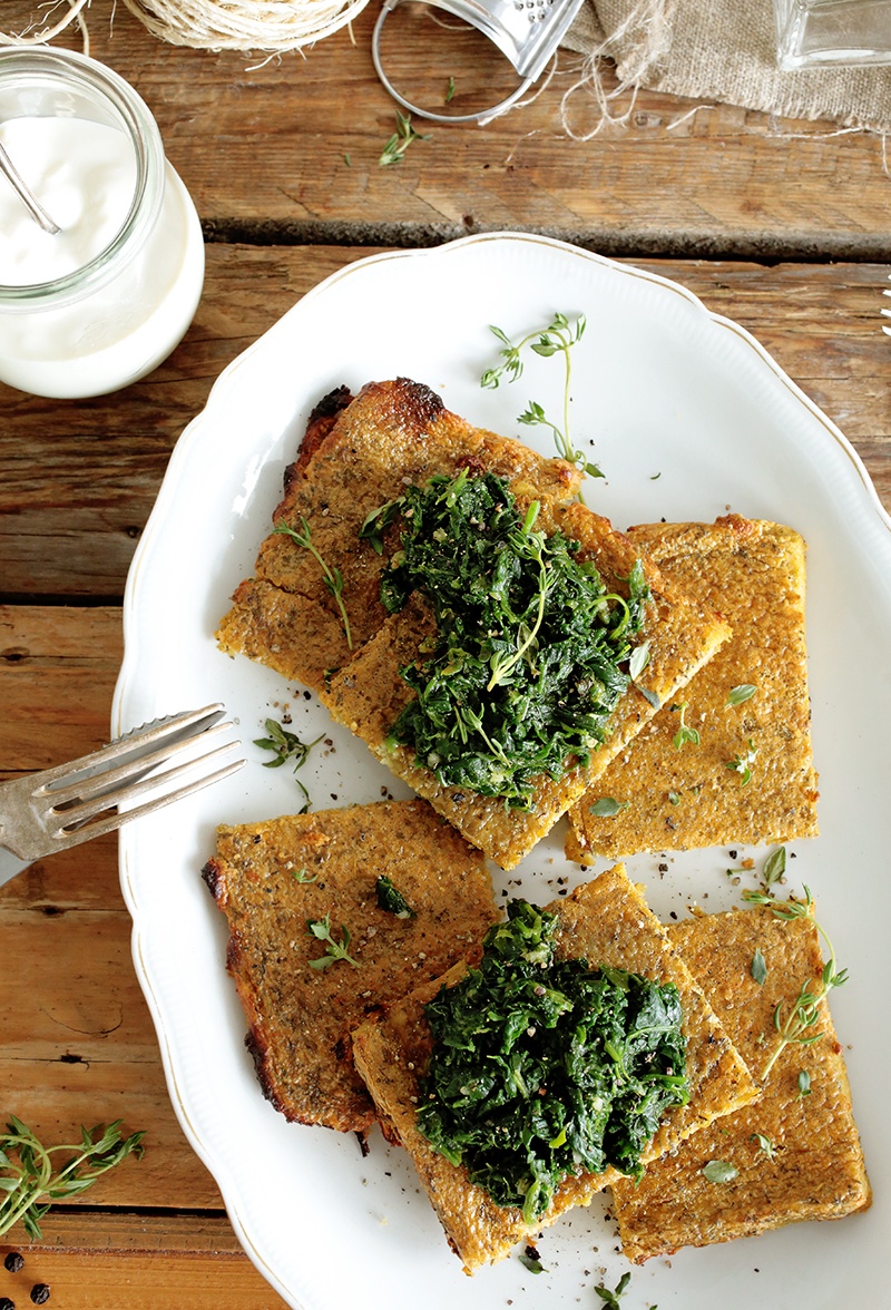 Chickpea Flatbread With Garlicky Spinach Green Evi